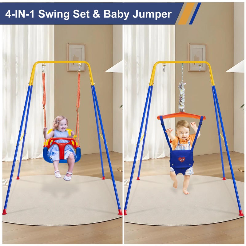 Luxdsgn Toddler Swing Set, 3-in-1 Baby Swing Outdoor/Indoor, Toddler Swing&Jumper with Foldable Metal Stand, Baby Swing Outdoor for Aged 6 Months to 10 Years Old - Image 2
