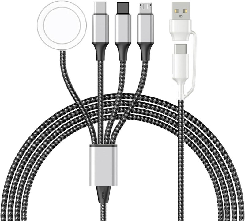 KASTWAVE 4FT 4 in 1 Multi Charging Cable for Apple Watch – Upgraded Magnetic Wireless USB C iWatch Charger Fast Charging, Nylon Braided Cord with Type C/Lightning/Micro Port - Image 1