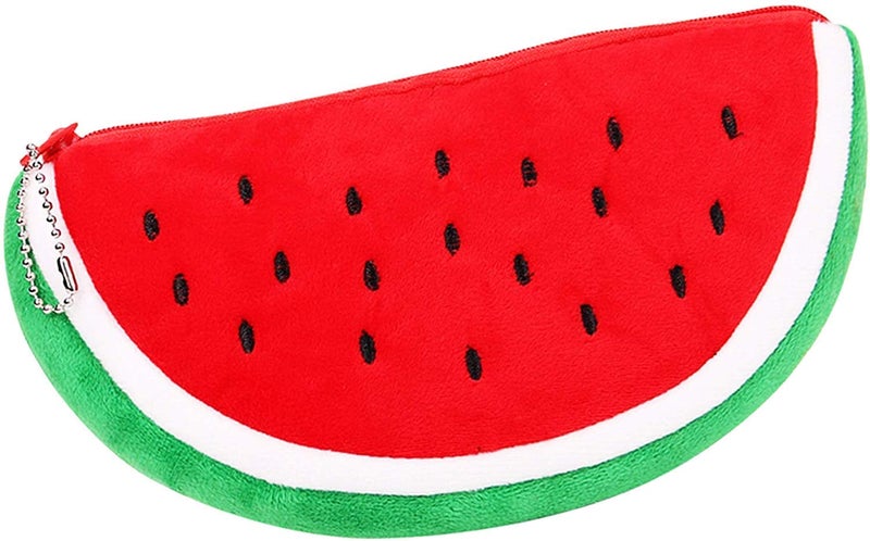 Mistazzo Canvas Watermelon Shape Pencil Pouch Stationary Organizer For Kids Boys Girls - Red - Image 1