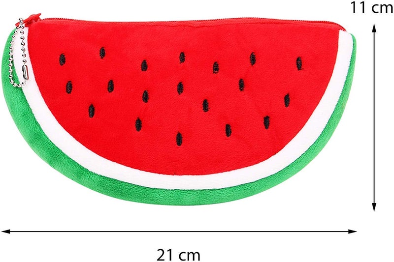 Mistazzo Canvas Watermelon Shape Pencil Pouch Stationary Organizer For Kids Boys Girls - Red - Image 5