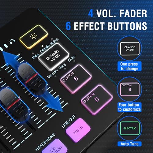FIFINE مجموعة معدات الألعاب FIFINE، مجموعة ميكروفون ألعاب ديناميكي XLR/USB مع خلاط صوتي للبث لتسجيل البودكاست والفيديو والصوت، مجموعة ألعاب RGB مع مفتاح التحكم في الصوت/واجهة XLR لجهاز الكمبيوتر-AmpliGame KS5 - Image 4