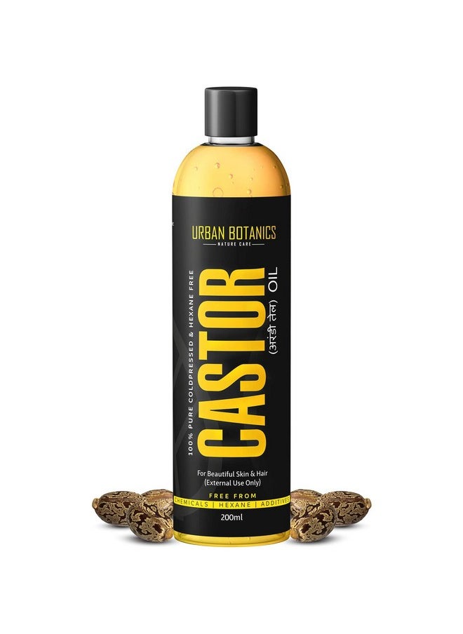 UrbanBotanics - ® Cold Pressed Castor Oil For Hair Growth, Skin Care, Moisturising Dry Skin, Nails, Eyelash - Virgin Grade - 200Ml - Image 1