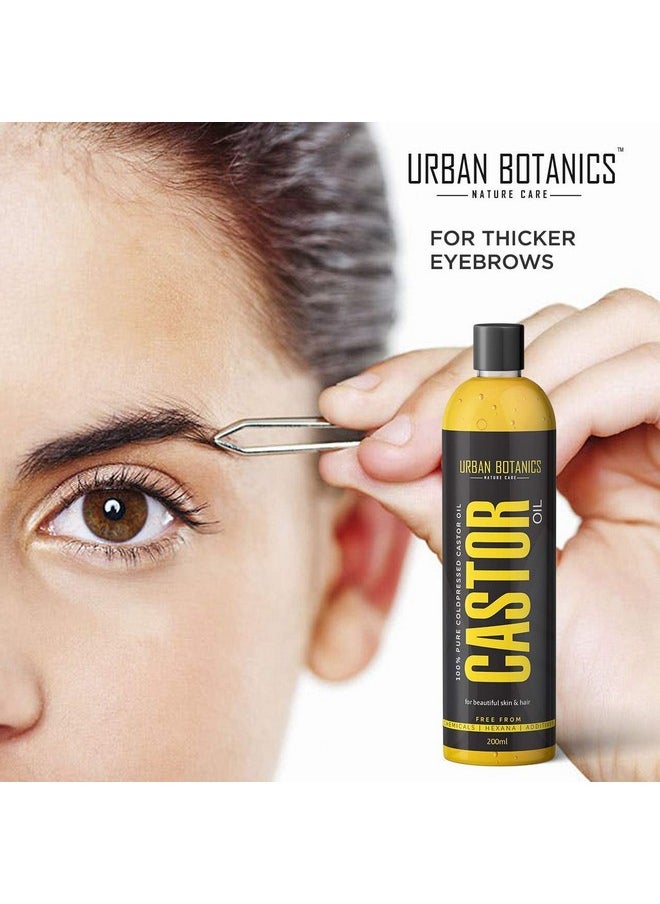UrbanBotanics - ® Cold Pressed Castor Oil For Hair Growth, Skin Care, Moisturising Dry Skin, Nails, Eyelash - Virgin Grade - 200Ml - Image 1