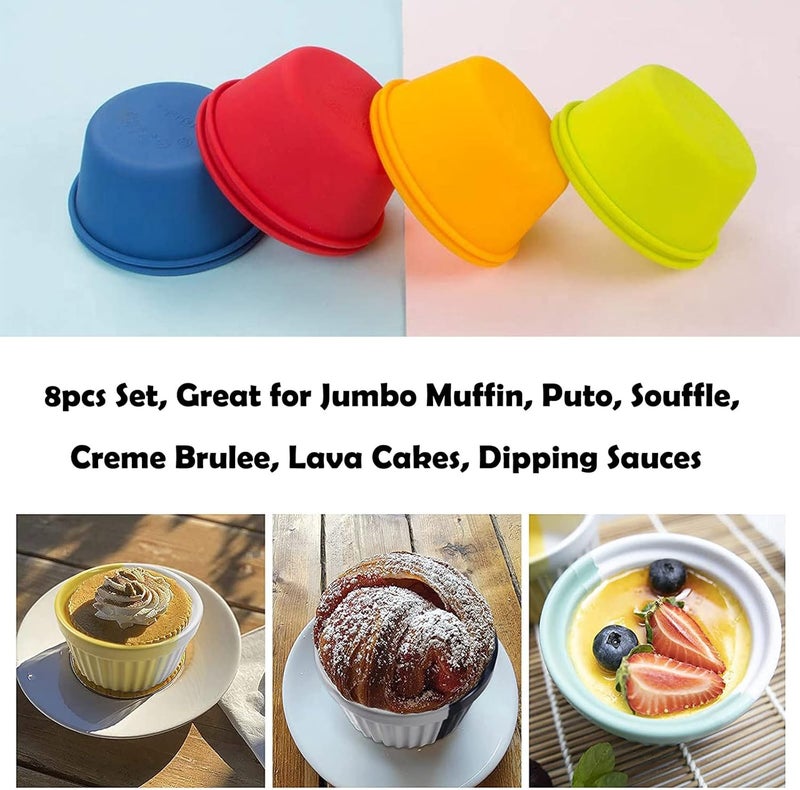 Webake Silicone Cupcake Baking Cups Set of 8, Air Fryer Muffin Pan Jumbo Muffin Liners Reusable Large Individual Muffin Tin, 3.5 Inch Mini Cake Pan Salad Dressing Container, BPA Free - Image 4