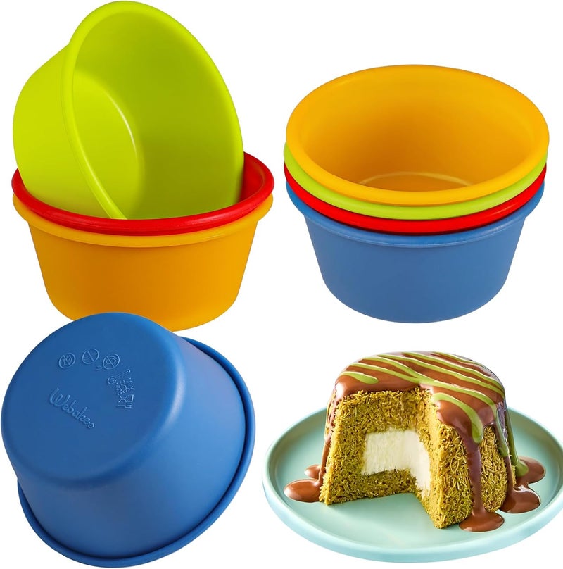 Webake Silicone Cupcake Baking Cups Set of 8, Air Fryer Muffin Pan Jumbo Muffin Liners Reusable Large Individual Muffin Tin, 3.5 Inch Mini Cake Pan Salad Dressing Container, BPA Free - Image 1