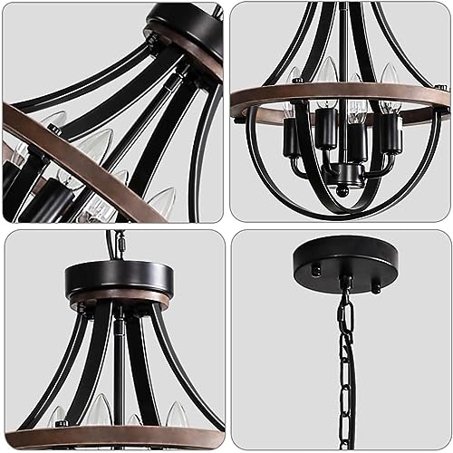 Lanpesting Farmhouse Chandelier, Modern Hanging Pendant Lighting, 4-Light Rustic Ceiling Light Fixture, Vintage Chandelier for Hallway Foyer Dining Room Entryway Kitchen Island Bedroom - Image 2