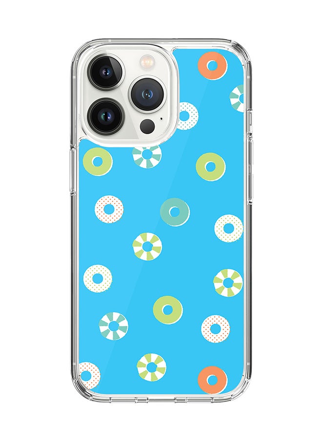 Stylizedd Classic Clear for Apple iPhone 14 Pro Case Hybrid Soft Cover Flexible Edges Anti Drop TPU PC Gel Thin Transparent Cover - Loopy Hoops Full Print 