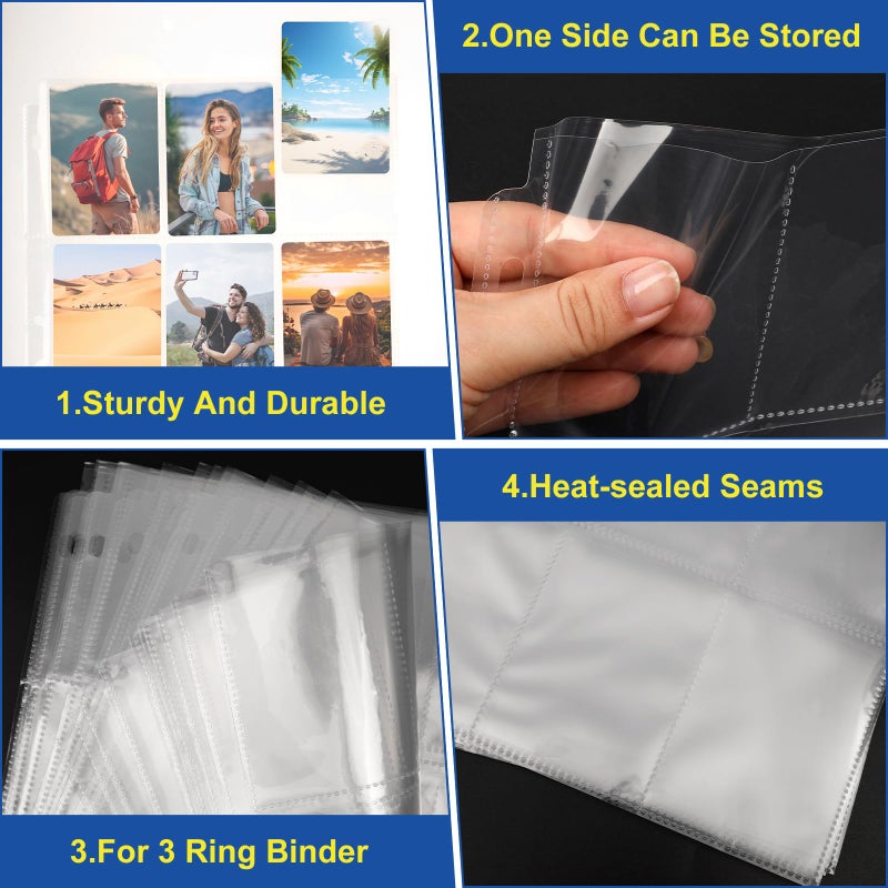 ZENOWICK 1080 Pockets Card Sleeves Binder Sheets, 9 Pocket Card Sleeves for 3 Ring Binder, Trading Cards Sleeves Fit for Baseball, Football, Game, Business Cards(60 Pages) - Image 3