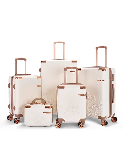 LIMRA Luggage set 5 pieces travel Bags with a distinctive design from limra Beige/gold