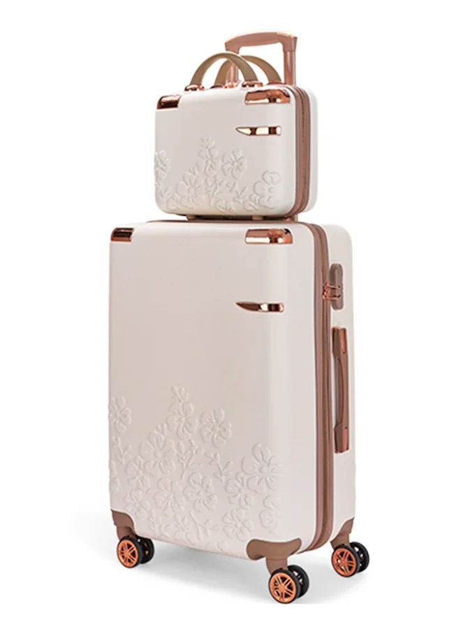 LIMRA Luggage set 5 pieces travel Bags with a distinctive design from limra Beige/gold