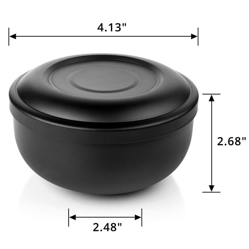 QSHAVE Stainless Steel Shaving Bowl with Lid 4 Inch Diameter Large Deep Size Matte Black Chrome Coating - Image 2