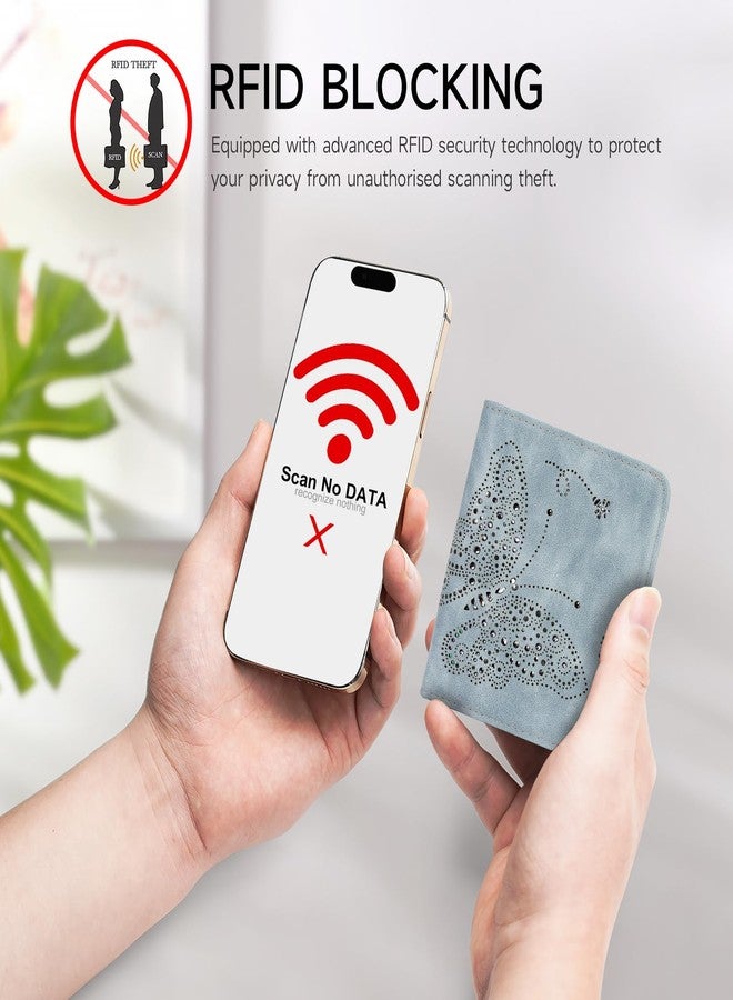KITEVIUN Small RFID Wallet Women Ultra Thin Slim Womens Wallet Mini Compact Bifold Pocket Ladies Wallets for Women BLUE - Image 5