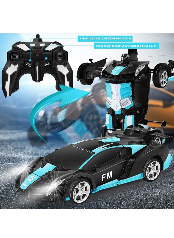 HALAMODO Remote Control Car，Transform Robot RC Cars with Cool LED Headlights, 2.4Ghz Toys Car with 360 Degree Rotation and One-Button Deformation, Birthday Gifts for Boys Girls - Image 4