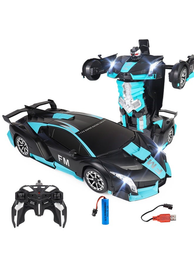 HALAMODO Remote Control Car，Transform Robot RC Cars with Cool LED Headlights, 2.4Ghz Toys Car with 360 Degree Rotation and One-Button Deformation, Birthday Gifts for Boys Girls - Image 1