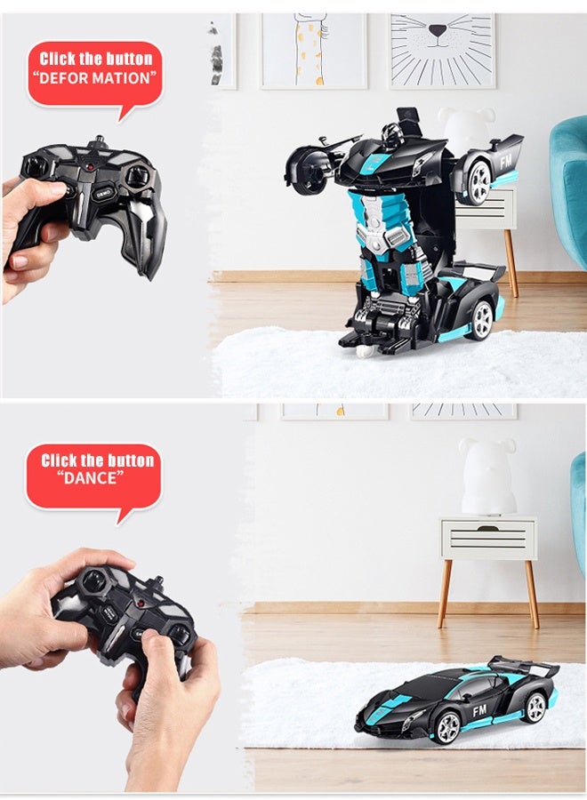HALAMODO Remote Control Car，Transform Robot RC Cars with Cool LED Headlights, 2.4Ghz Toys Car with 360 Degree Rotation and One-Button Deformation, Birthday Gifts for Boys Girls - Image 3