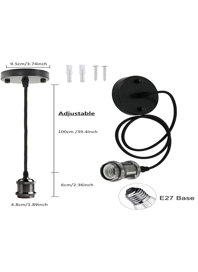 Next Life E27 Pendant Light Set ceiling rose (E27/edison fitting), Aluminium Light Pendant E27 Bulbs Fitting Set with Braided Fabric Cable  - Image 5