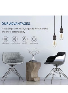Next Life E27 Pendant Light Set ceiling rose (E27/edison fitting), Aluminium Light Pendant E27 Bulbs Fitting Set with Braided Fabric Cable  - Image 4