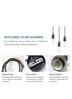 Next Life E27 Pendant Light Set ceiling rose (E27/edison fitting), Aluminium Light Pendant E27 Bulbs Fitting Set with Braided Fabric Cable  - Image 2