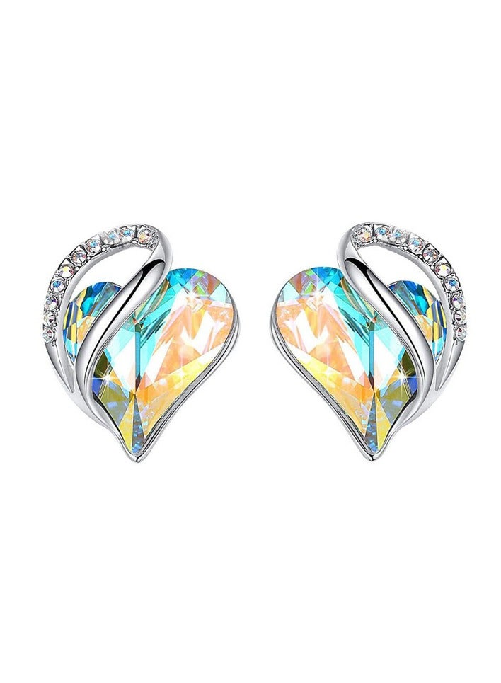 Love Lady earrings, birthday stone crystal earrings, silver crystal stud earrings, allergen-free jewelry