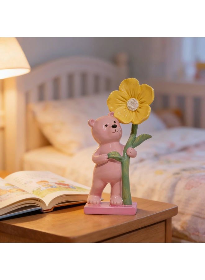 DiliComing Cute Bear Figurines Home Decor - Pink Small Resin Bear Statues for Home Decor Office Desktop Shelf Living Room Decoration Handmade Womens Gift 4x3x8 Inch - Image 5