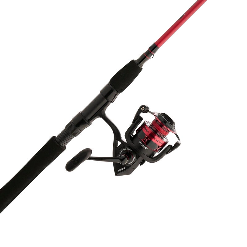 PENN Fierce IV Spinning Reel and Fishing Rod Combo,Black/Red - Image 1