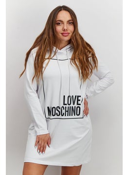 Women Graphic Print Sweater Dress, White