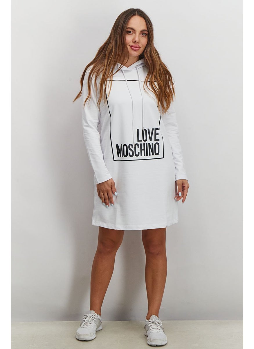 Love Moschino - Women Graphic Print Sweater Dress, White - Image 1