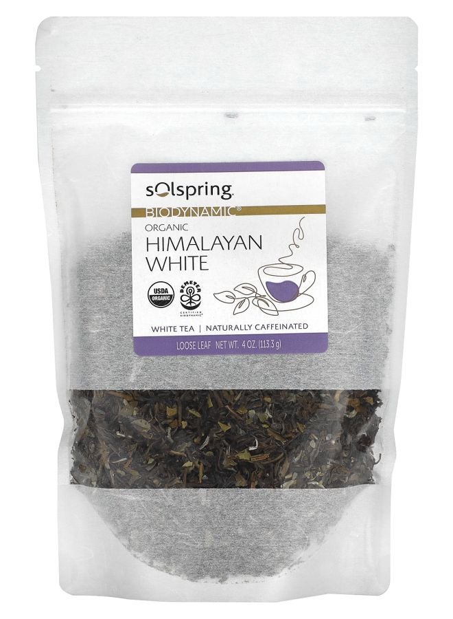 Dr. Mercola شاي أبيض هيمالايا عضوي بيوديناميكي من سولسبرينغ، أوراق فضفاضة 4 أونصات (113.3 جرام)