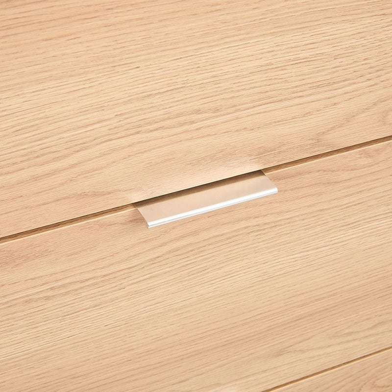 DANUBE HOME Float 6 Drawers Dresser With Glass Top & Mirror | Durable Vanity Table | Dressing Makeup Desk | Modern Design Bedroom Furniture L120xW40.5xH80cm - Natural Oak - Image 5