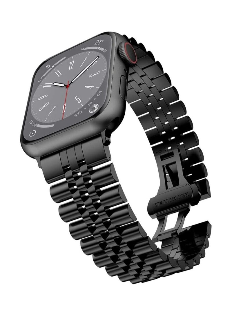 Compatible with Apple Watch Band Series 5 44mm 42mm, Stainless Steel iWatch Band with Butterfly Folding Clasp for iWatch Band Series 5/4/3/2/1 - Image 1