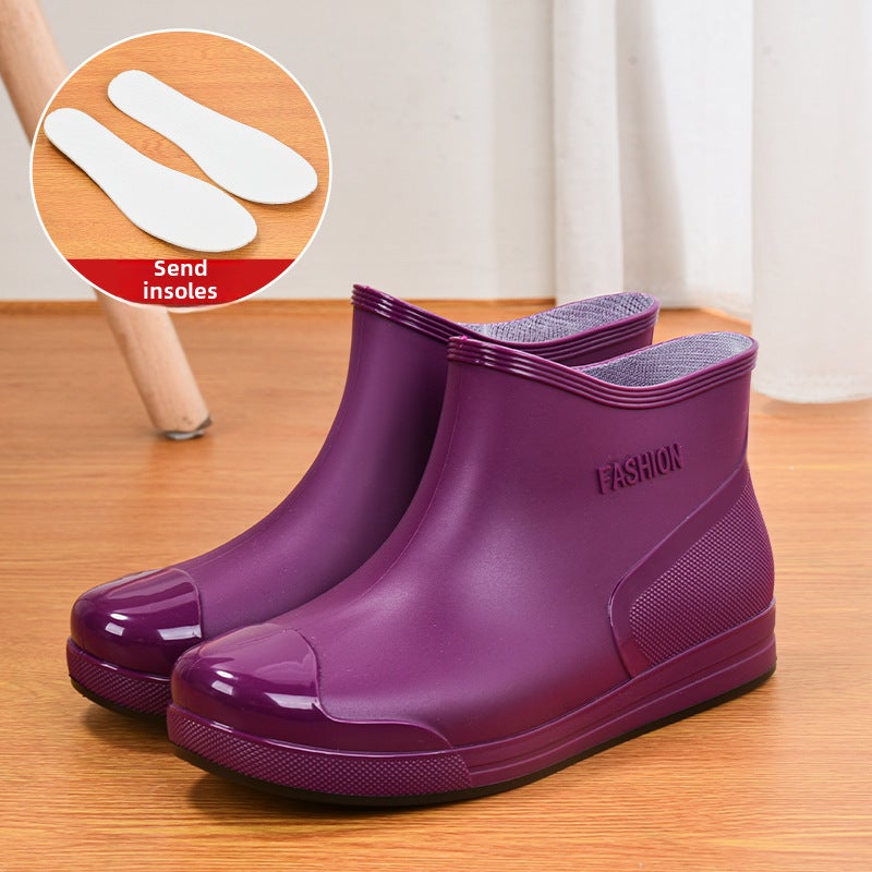 Fashion Waterproof Womens Ankle Rain Boots Purple (single shoes) 