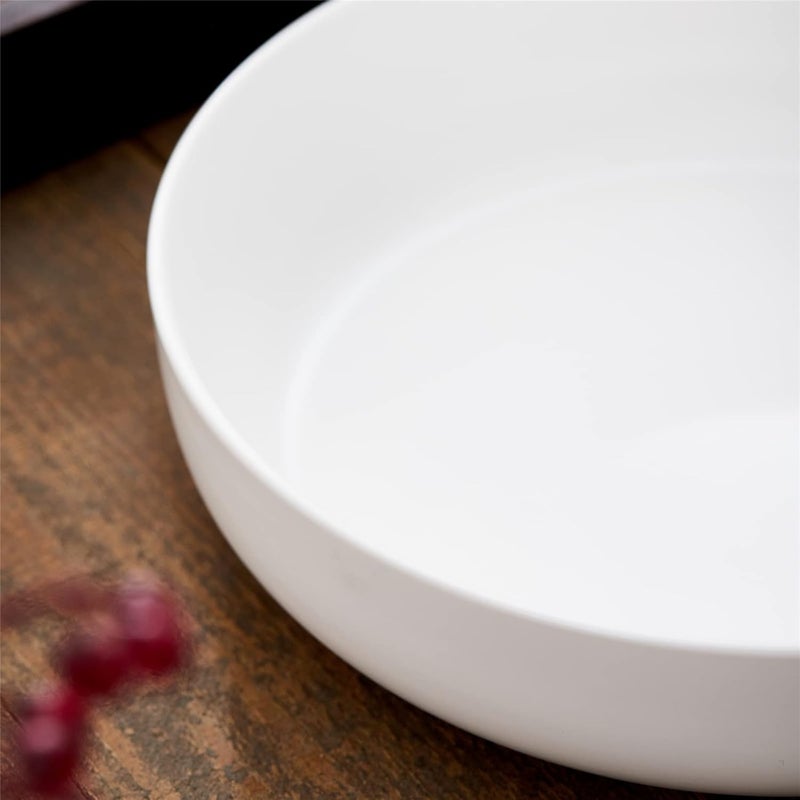 Swuut 10 Large Serving Bowl 28 Quart Big Salad Pasta Bowl Porcelain Fruit BowlMatte Mixing BowlsWide Soup Bowl for Family KitchenMicrowave  Dishwasher Safe White - Image 5