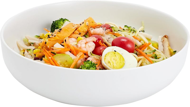 Swuut 10 Large Serving Bowl 28 Quart Big Salad Pasta Bowl Porcelain Fruit BowlMatte Mixing BowlsWide Soup Bowl for Family KitchenMicrowave  Dishwasher Safe White - Image 1