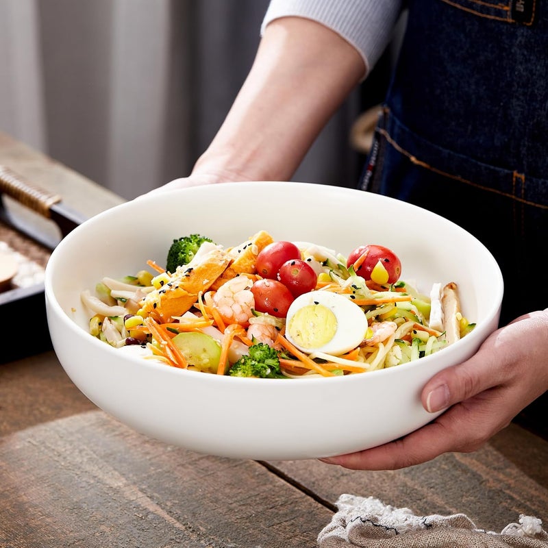 Swuut 10 Large Serving Bowl 28 Quart Big Salad Pasta Bowl Porcelain Fruit BowlMatte Mixing BowlsWide Soup Bowl for Family KitchenMicrowave  Dishwasher Safe White - Image 2