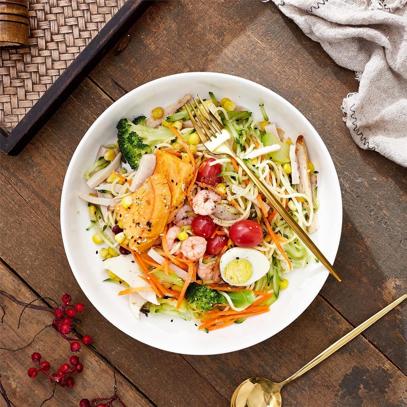 Swuut 10 Large Serving Bowl 28 Quart Big Salad Pasta Bowl Porcelain Fruit BowlMatte Mixing BowlsWide Soup Bowl for Family KitchenMicrowave  Dishwasher Safe White - Image 3