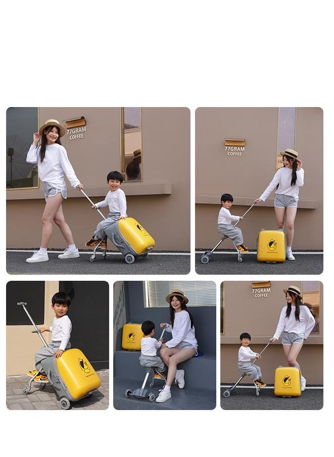 Golden Kids Ride-on Suitcase, Expandable Suitcase with Child Seat Design，Large Carry On Hardside Rolling Luggage with Detachable Trolley,Travel for Boys Girls (Expandable+Guardrail, Pink)  - Image 5