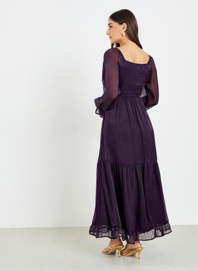 Styli Purple Chiffon Maxi Dress - Image 5