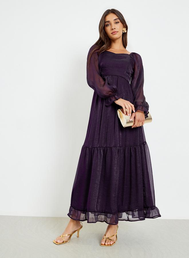 Styli Purple Chiffon Maxi Dress - Image 1