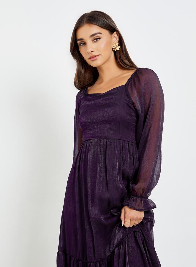 Styli Purple Chiffon Maxi Dress - Image 3