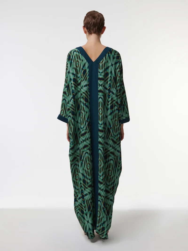 leem Contrast Panel Printed Kaftan