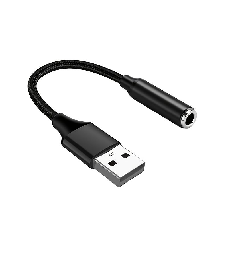 كابل تقسيم الصوت من USB إلى مدخل 3.5 ملم من Elough، قطعتان، لسماعات الرأس وأجهزة ماك واللابتوب - Image 1
