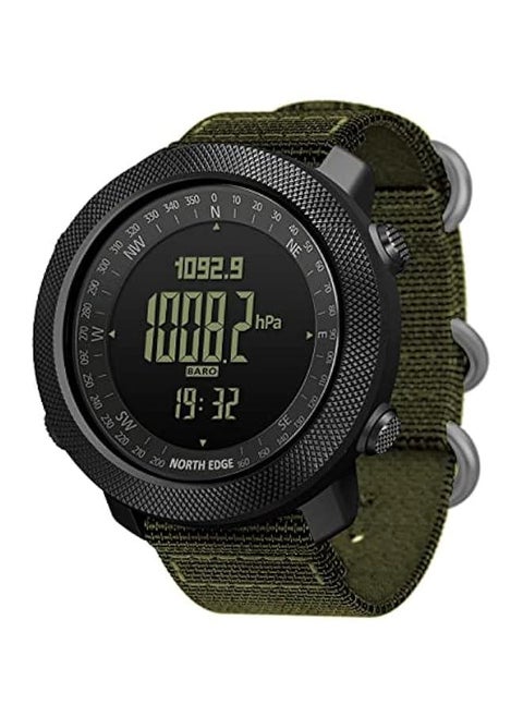 Green North Edge Apache Tactical Sports Men's Watch with Compass, Digital Tracker, and Durable Band