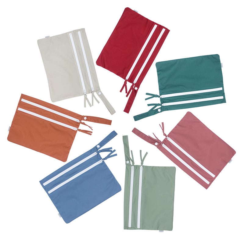 BapronBaby Minimalist Champagne Wet Dry Bag - Waterproof Two Zipper Pockets - Reusable for Mealtime, Diapers, Stroller, Snacks, Swimsuits - Machine Washable - 11" x 9" - Image 3