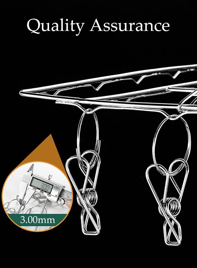 DUNISO Stainless Steel Durable Sock Dryer Foldable Sock Dryer Hanger with 50 Strong Clips Multi-Functional Rustproof Windproof Sock Hanger Space-Saving Rotary Wind-sock Dryer Hanger for Shoe Insoles, Socks, Underwear, Baby Clothes - Image 5