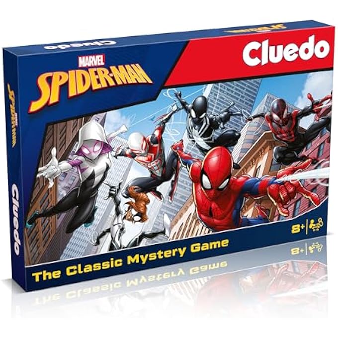 SpiderMan Cluedo Choose your favorite Spiderman wander around the different parts of the city and lead the investigative fun family board game from 8 years old