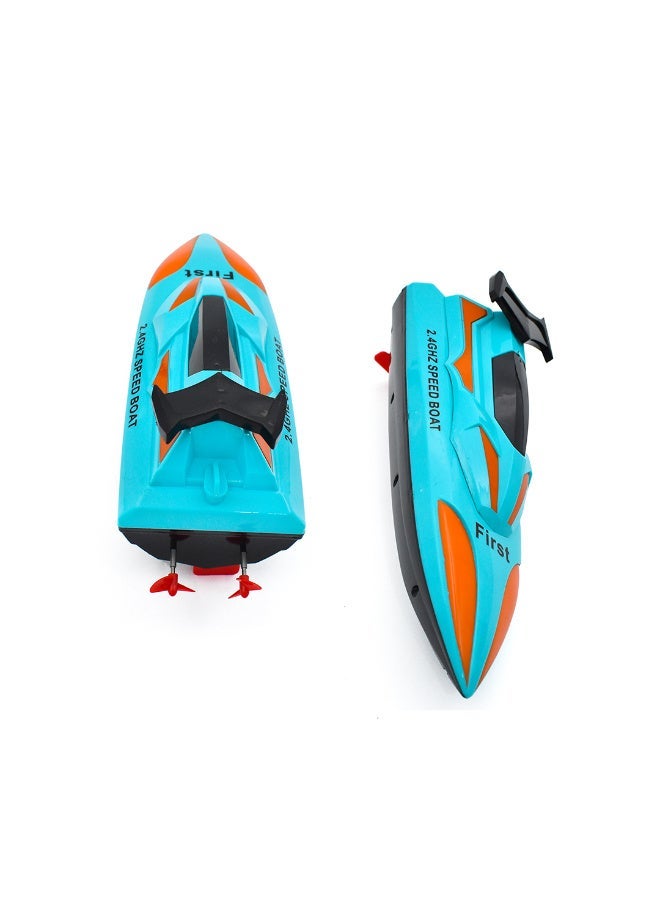 Remote-controlled speedboat, light blue, with LED lights, for children - Image 4