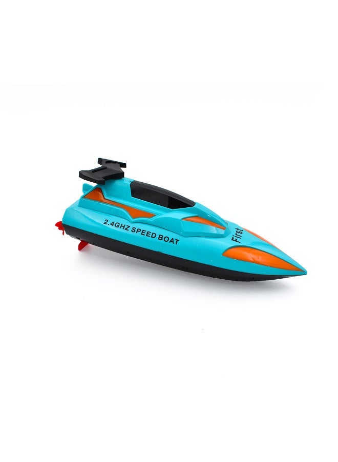 Remote-controlled speedboat, light blue, with LED lights, for children - Image 3