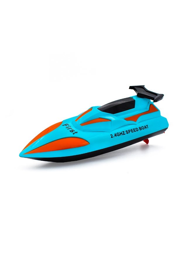 Remote-controlled speedboat, light blue, with LED lights, for children - Image 2