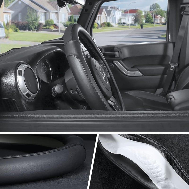 سيج دايركت غطاء عجلة قيادة سيارة مقاس كبير من لسيارات F150 وF250 وF350 وRam و4Runner وTacoma وTundra وRange Rover وModel S وModel X بقطر خارجي 15.5 - 16 بوصة، جلد صناعي أسود - Image 3