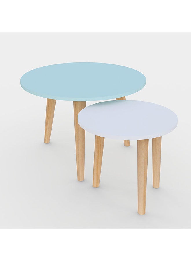 DANUBE HOME Vito Coffee Table Set of 2 Multifunctional Center Table Round Modern Furniture For Living Room White 60x60x42 cm  - Image 2
